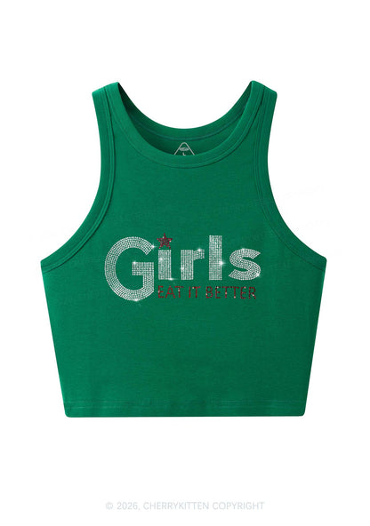 Rhinestone Girls Eat It Better Pride Y2K Crop Tank Top Cherrykitten