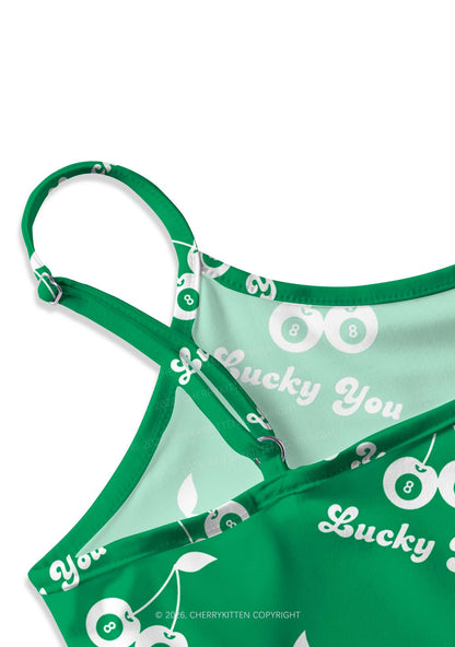 Lucky You Cherry St Patricks Y2K Print Slip Dress Cherrykitten