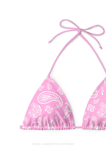 Pink Paisley Y2K Print Bikini Set Cherrykitten