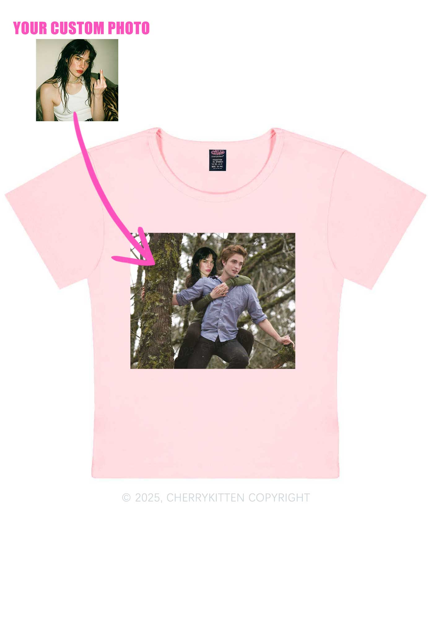 Custom Face Y2K Baby Tee Cherrykitten