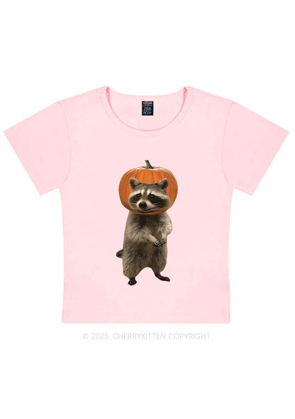Halloween Silly Raccoon Y2K Baby Tee Cherrykitte