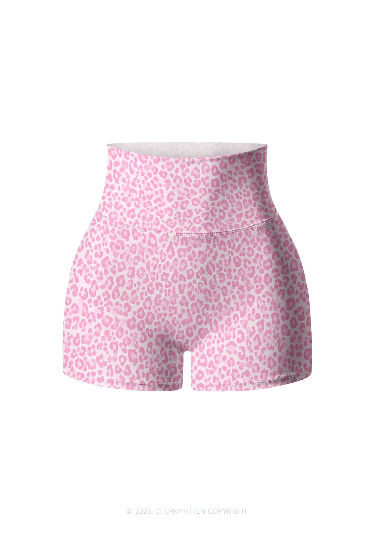 Pink Leopard Y2K Print Gym Shorts Cherrykitten