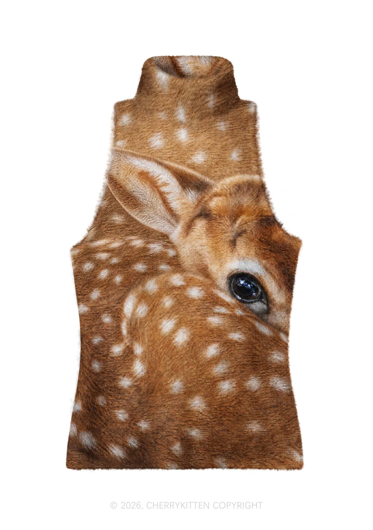 Fawn Deer Eyes Y2K Knit Turtleneck Tank Top Cherrykitten