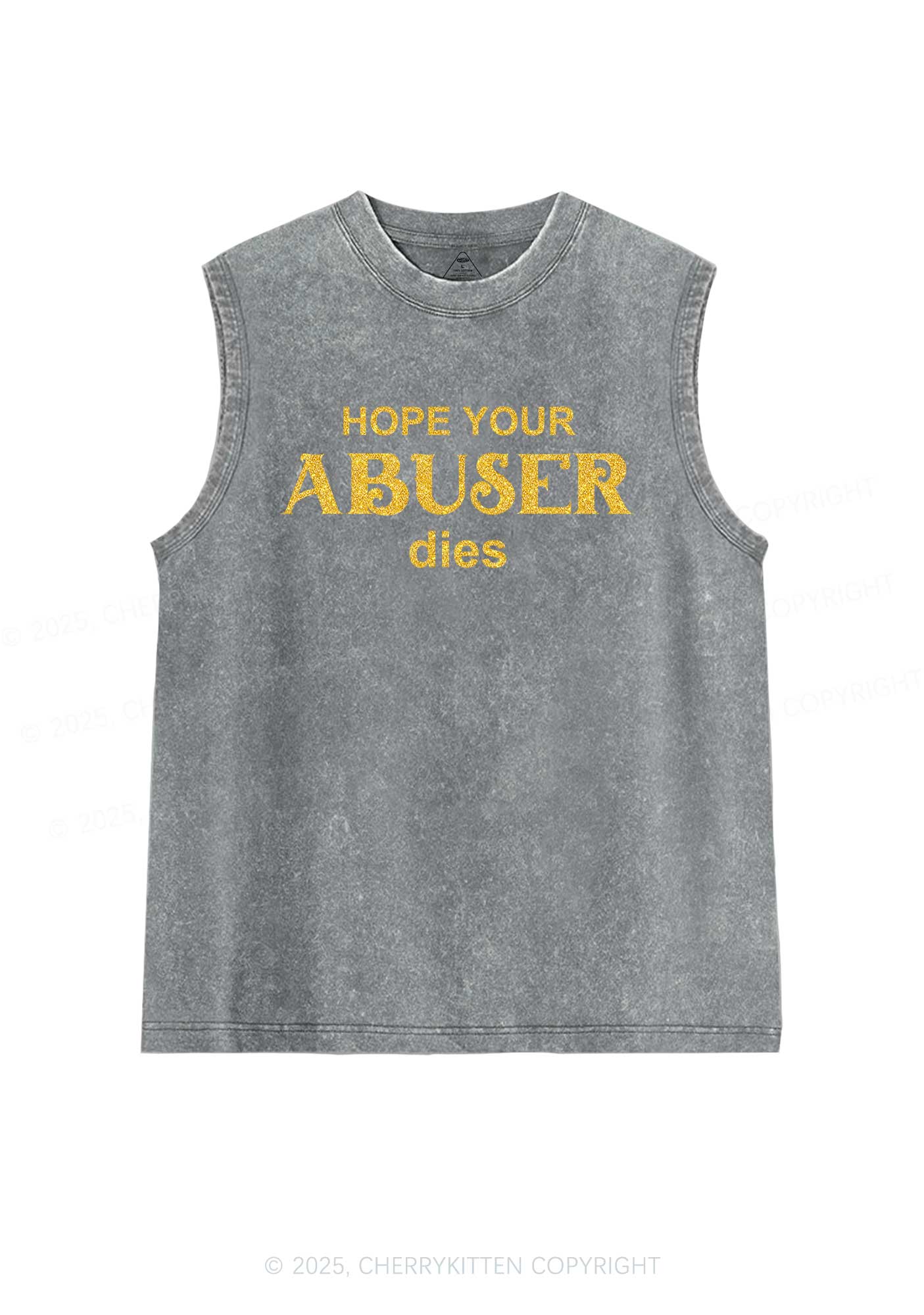 Glitter Abuser Dies Y2K Washed Muscle Tank Cherrykitten
