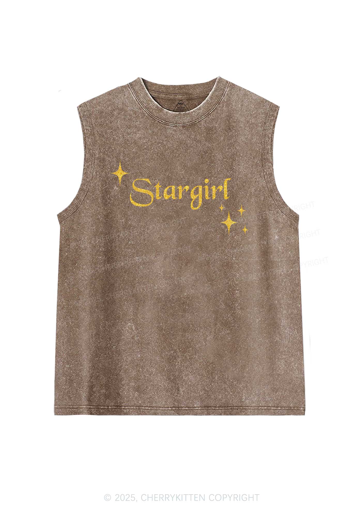 Glitter Red Stargirl Y2K Washed Muscle Tank Cherrykitten