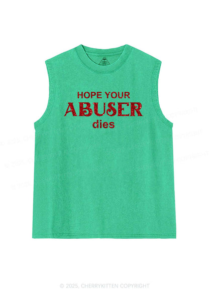 Glitter Abuser Dies Y2K Washed Muscle Tank Cherrykitten