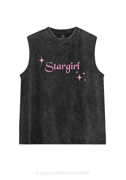 Glitter Red Stargirl Y2K Washed Muscle Tank Cherrykitten