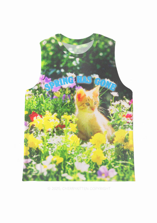 Spring Has Gone Y2K Mesh Muscle Tank Cherrykitten