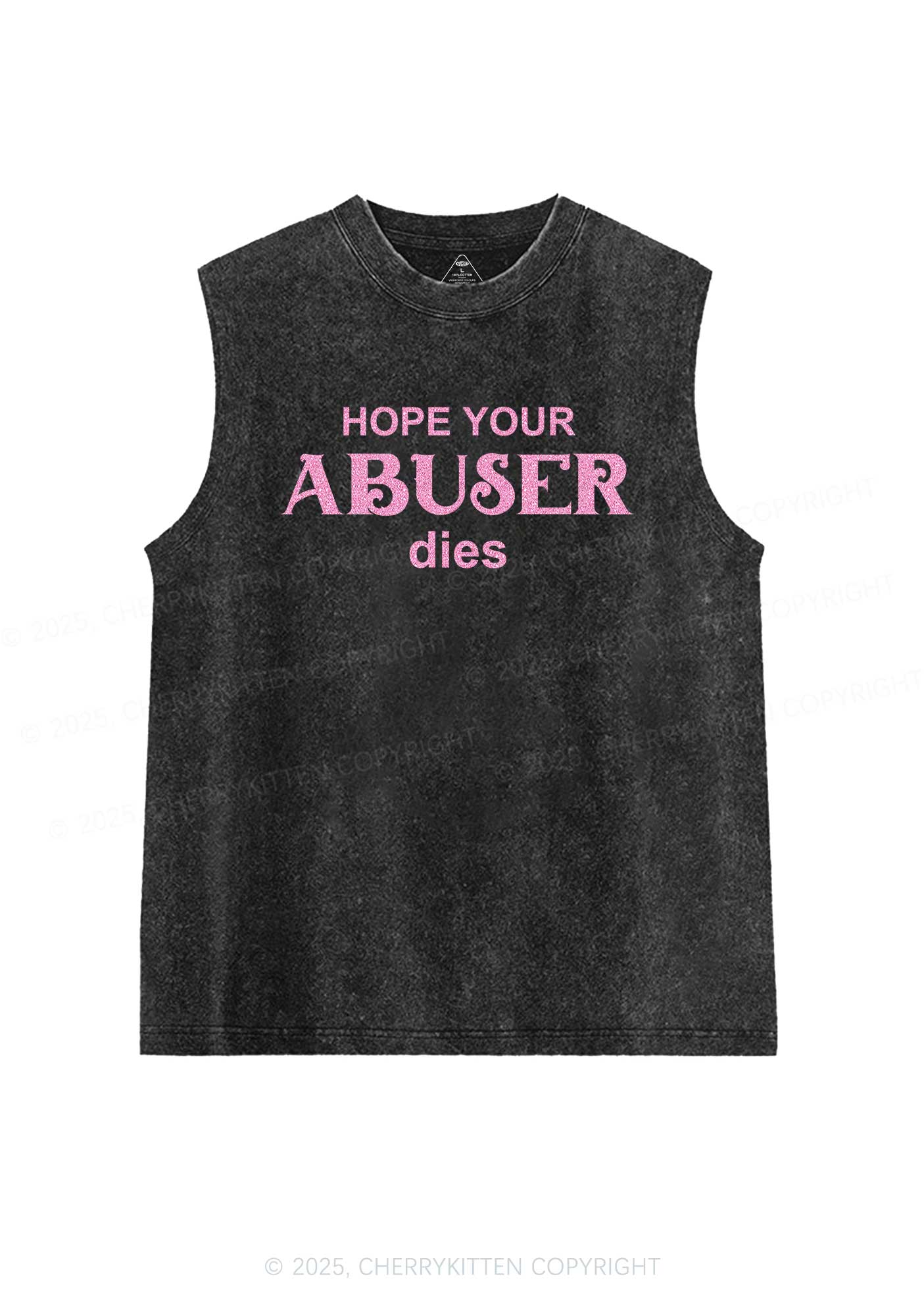 Glitter Abuser Dies Y2K Washed Muscle Tank Cherrykitten