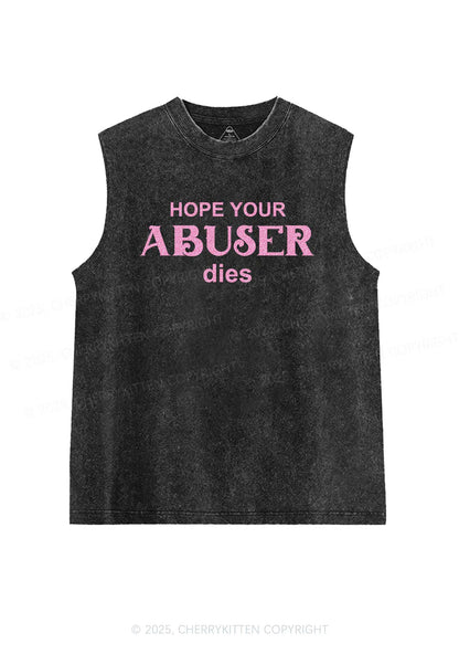 Glitter Abuser Dies Y2K Washed Muscle Tank Cherrykitten
