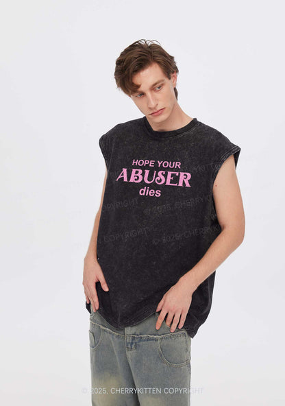 Glitter Abuser Dies Y2K Washed Muscle Tank Cherrykitten
