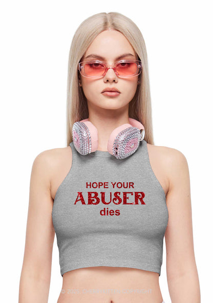 Glitter Abuser Dies Y2K Crop Tank Top Cherrykitten