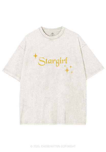 Glitter Red Stargirl Y2K Shirts Washed Tee Cherrykitten