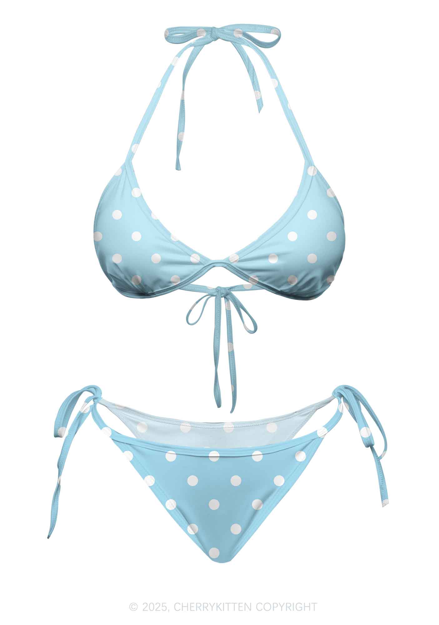 Sky Blue Dots Y2K Print Bikini Set Cherrykitten