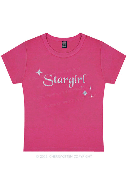 Glitter Red Stargirl Y2K Baby Tee Cherrykitten