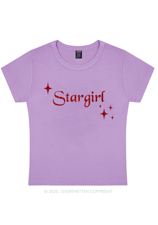 Glitter Red Stargirl Y2K Baby Tee Cherrykitten