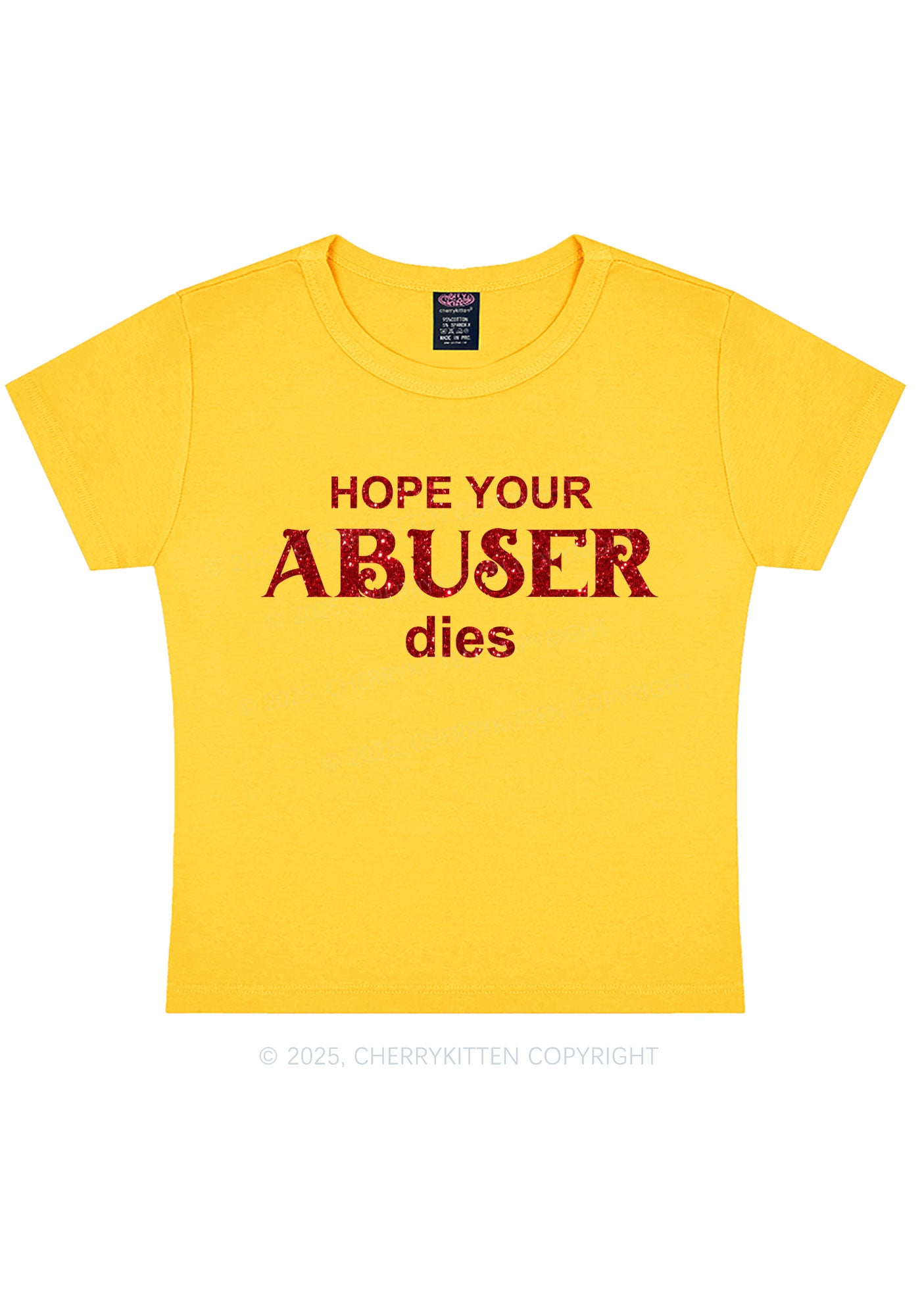 Glitter Abuser Dies Y2K Baby Tee Cherrykitten