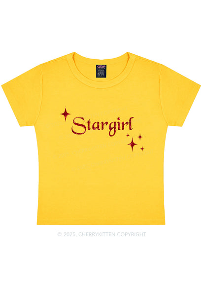 Glitter Red Stargirl Y2K Baby Tee Cherrykitten