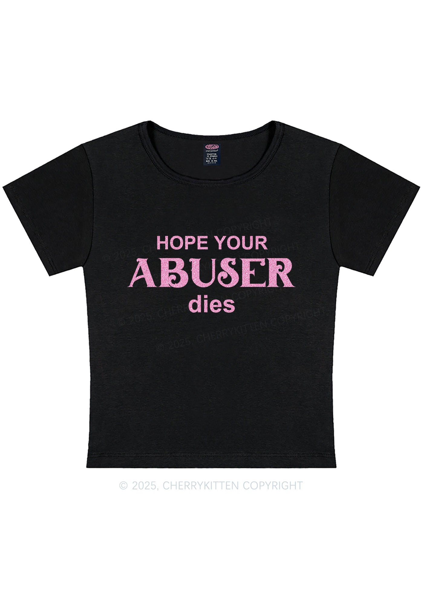 Glitter Abuser Dies Y2K Baby Tee Cherrykitten