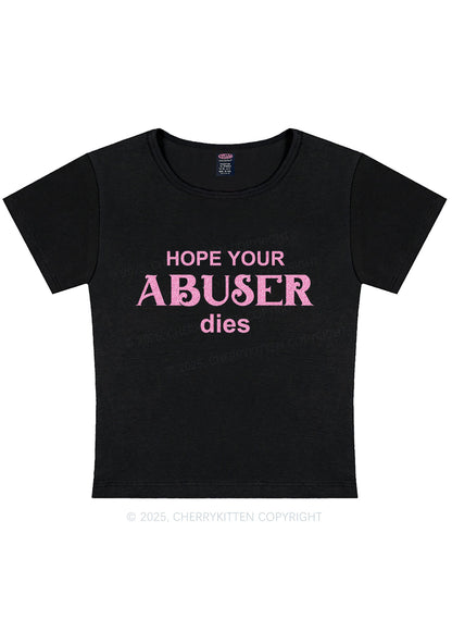 Glitter Abuser Dies Y2K Baby Tee Cherrykitten