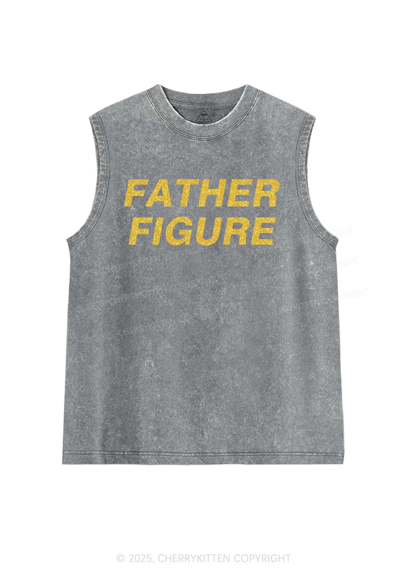 Glitter Father Figure Y2K Washed Muscle Tank Cherrykitten