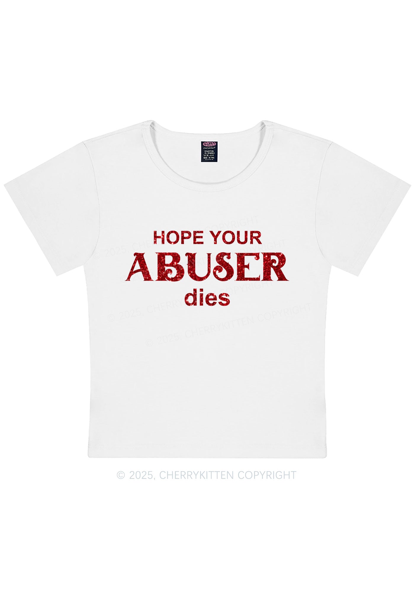Glitter Abuser Dies Y2K Baby Tee Cherrykitten