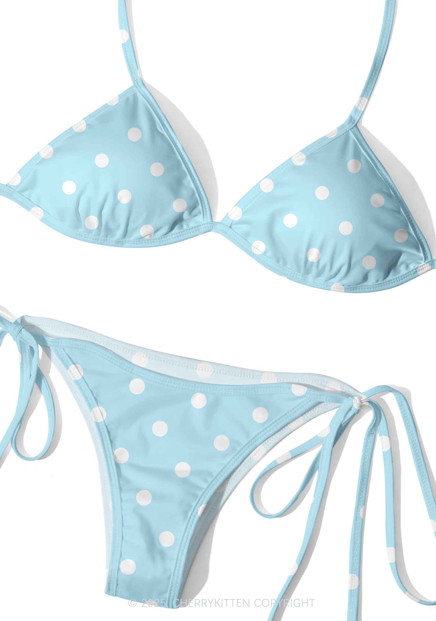 Sky Blue Dots Y2K Print Bikini Set Cherrykitten