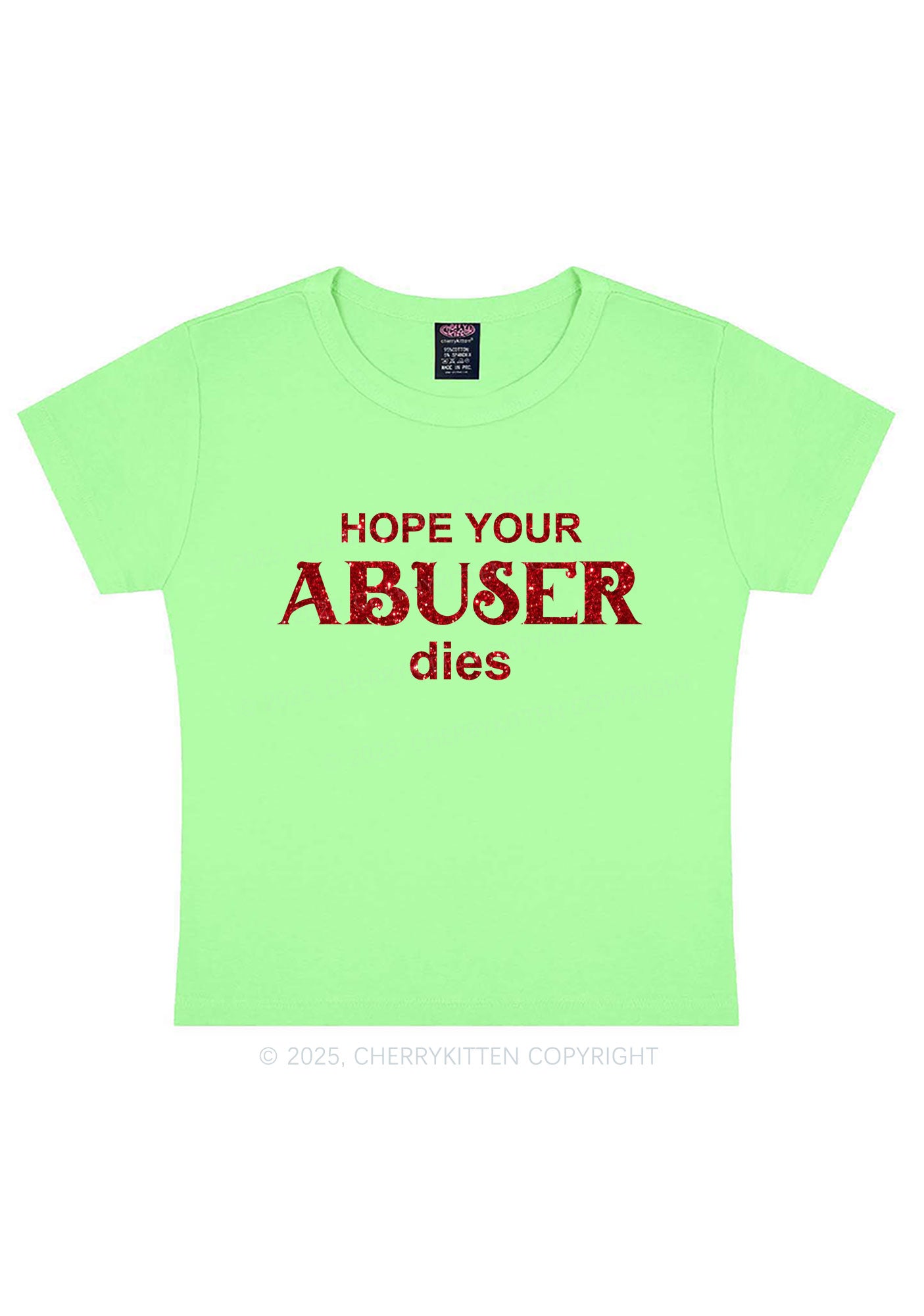 Glitter Abuser Dies Y2K Baby Tee Cherrykitten