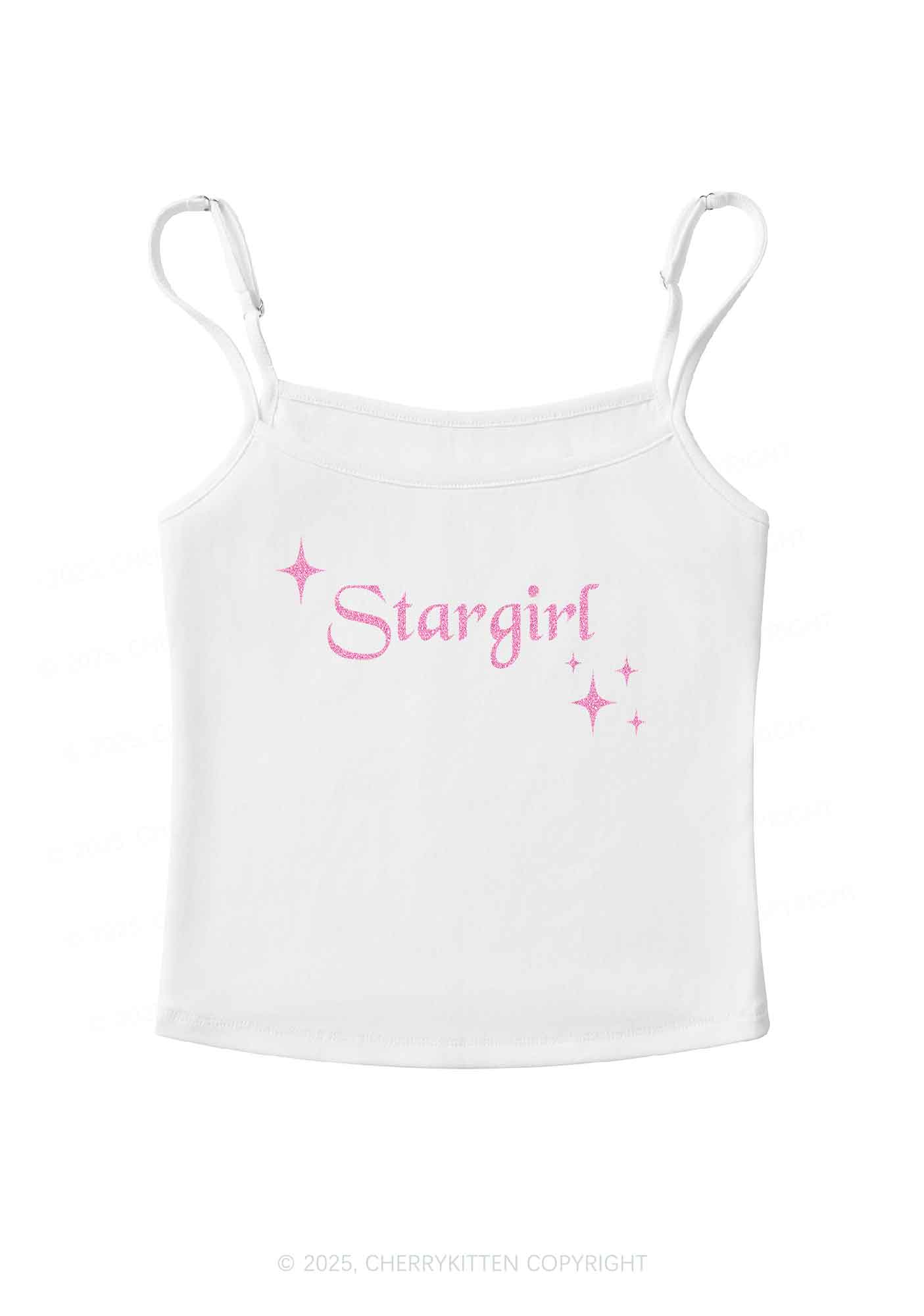 Glitter Red Stargirl Y2K Spaghetti Strap Cami Cherrykitten