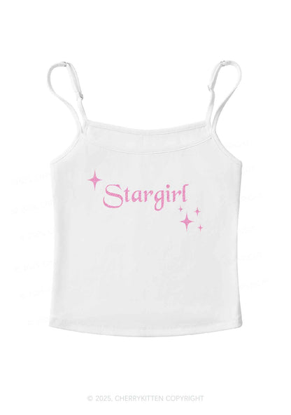 Glitter Red Stargirl Y2K Spaghetti Strap Cami Cherrykitten