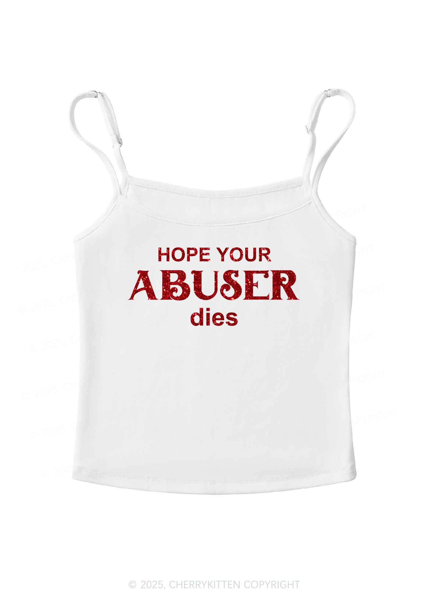 Glitter Abuser Dies Y2K Spaghetti Strap Cami Cherrykitten