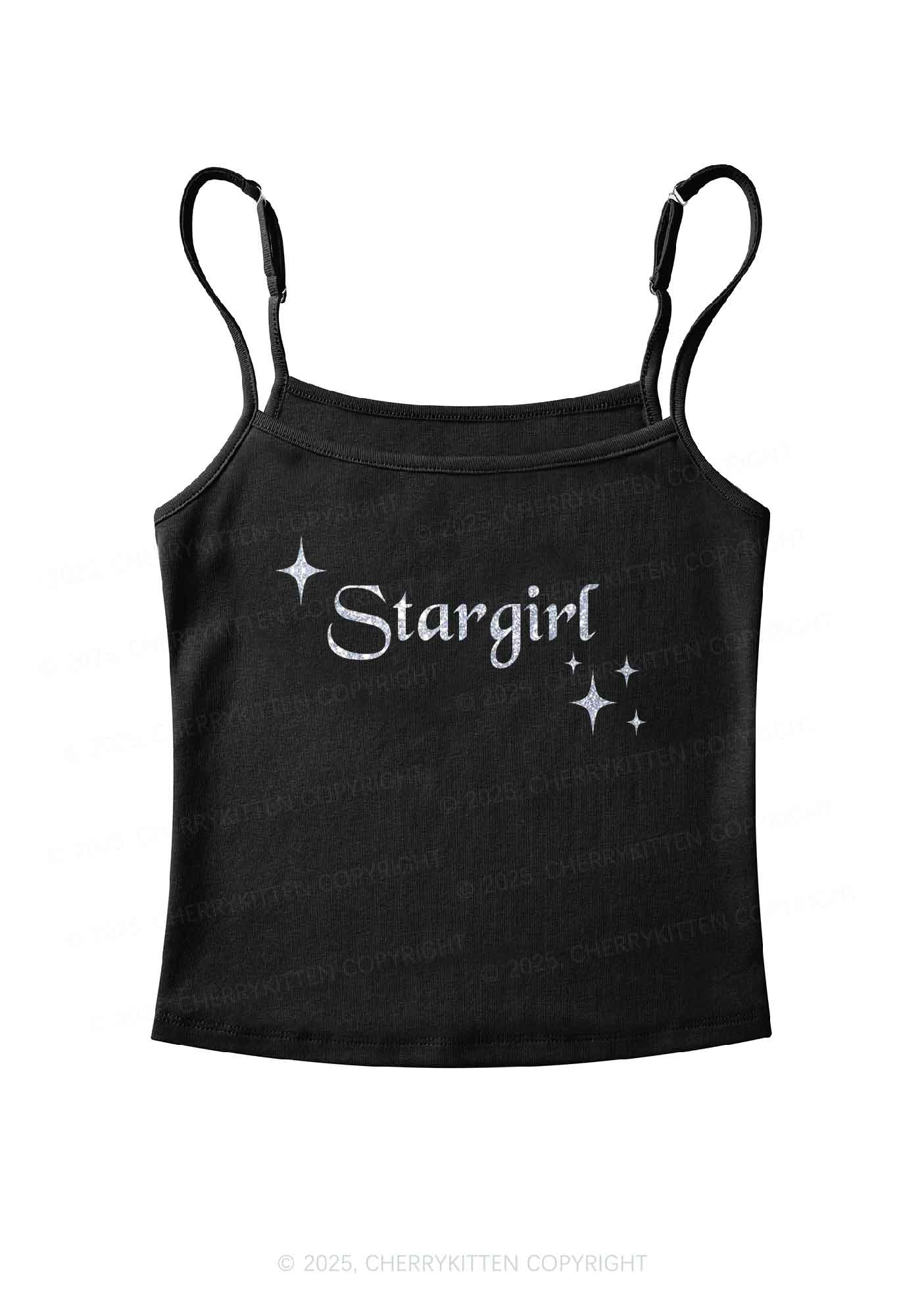 Glitter Red Stargirl Y2K Spaghetti Strap Cami Cherrykitten