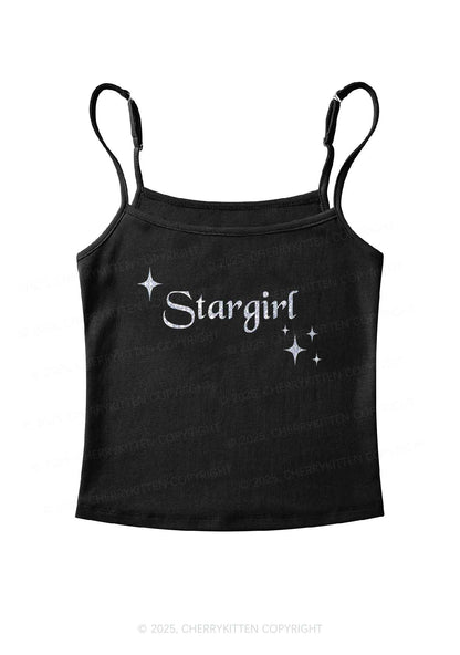 Glitter Red Stargirl Y2K Spaghetti Strap Cami Cherrykitten