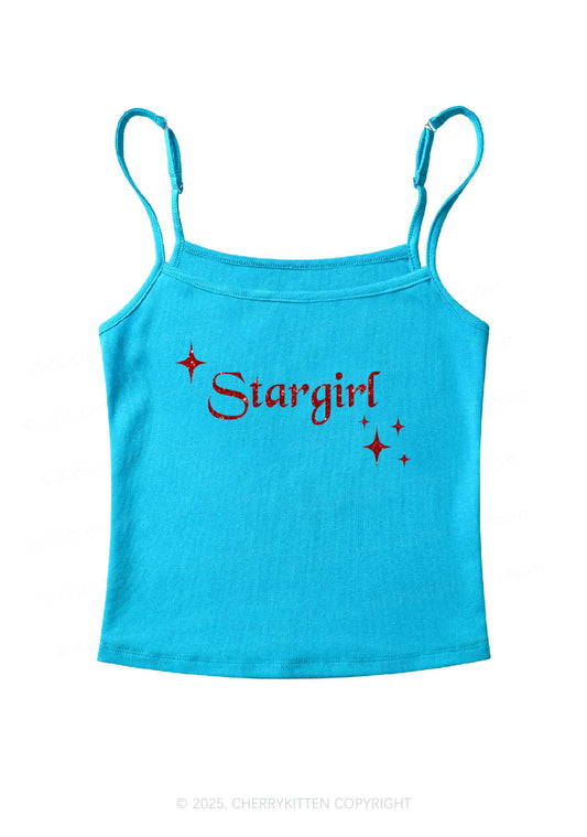 Glitter Red Stargirl Y2K Spaghetti Strap Cami Cherrykitten