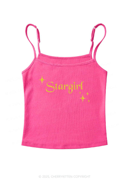 Glitter Red Stargirl Y2K Spaghetti Strap Cami Cherrykitten