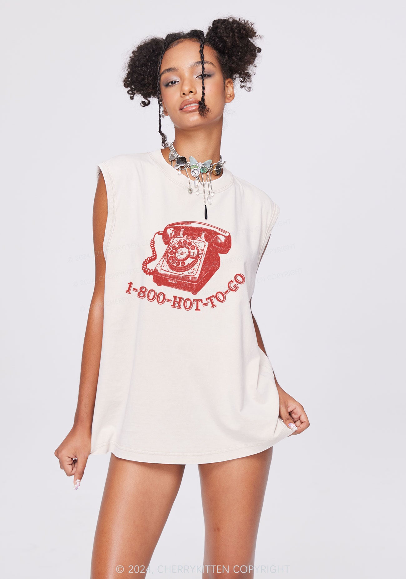 Hot To Go Y2K Washed Tank Cherrykitten