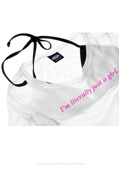 Literally Just A Girl Y2K Sheer Boyfriend Tee Cherrykitten