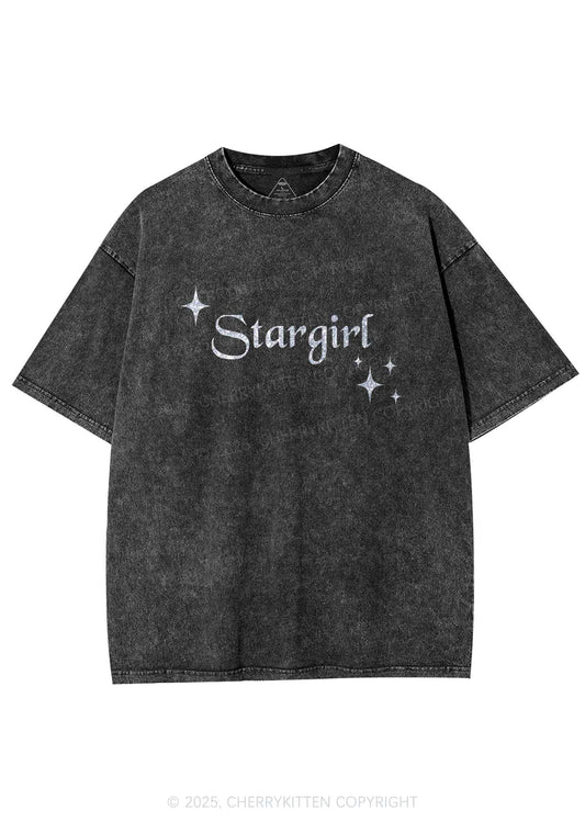 Glitter Red Stargirl Y2K Shirts Washed Tee Cherrykitten