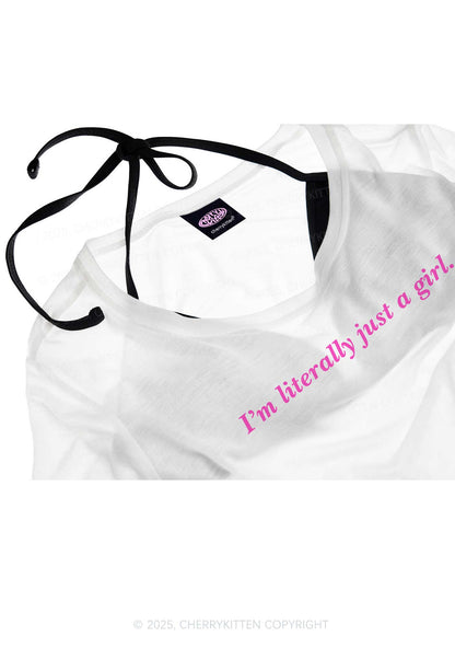 Literally Just A Girl Y2K Sheer Crop Tee Cherrykitten