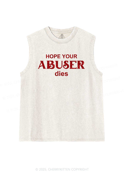 Glitter Abuser Dies Y2K Washed Muscle Tank Cherrykitten
