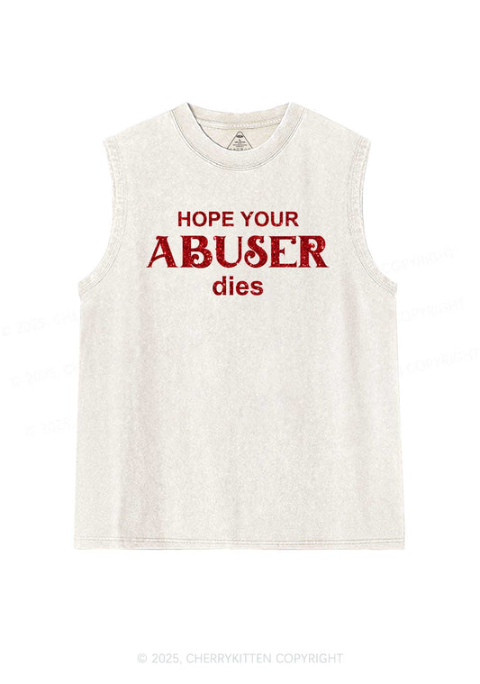 Glitter Abuser Dies Y2K Washed Muscle Tank Cherrykitten