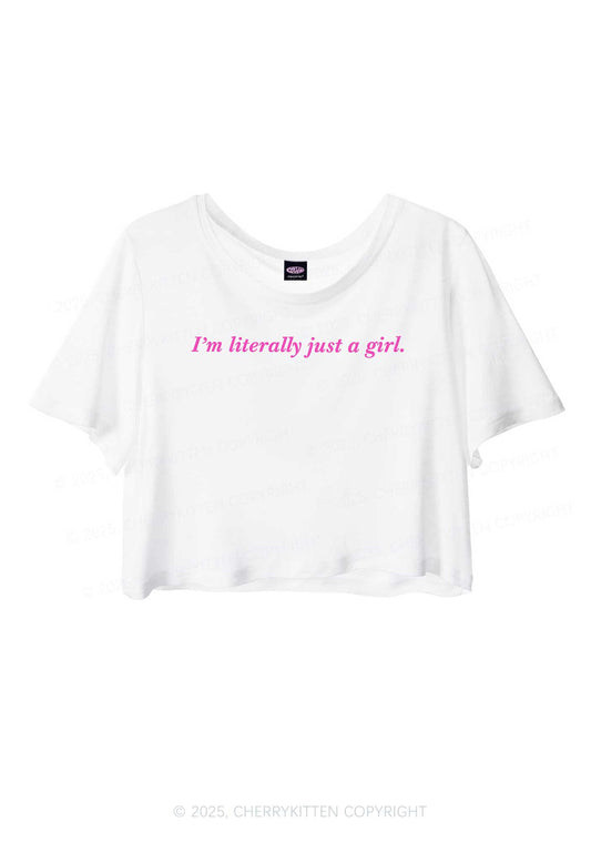 Literally Just A Girl Y2K Sheer Crop Tee Cherrykitten