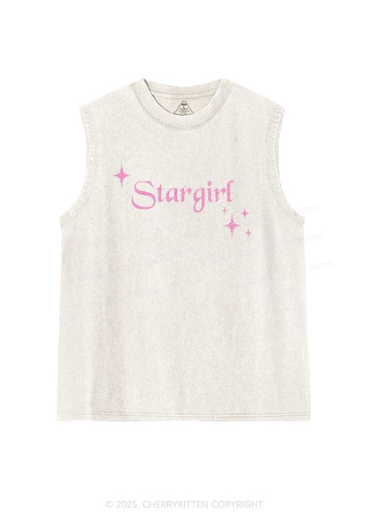Glitter Red Stargirl Y2K Washed Muscle Tank Cherrykitten