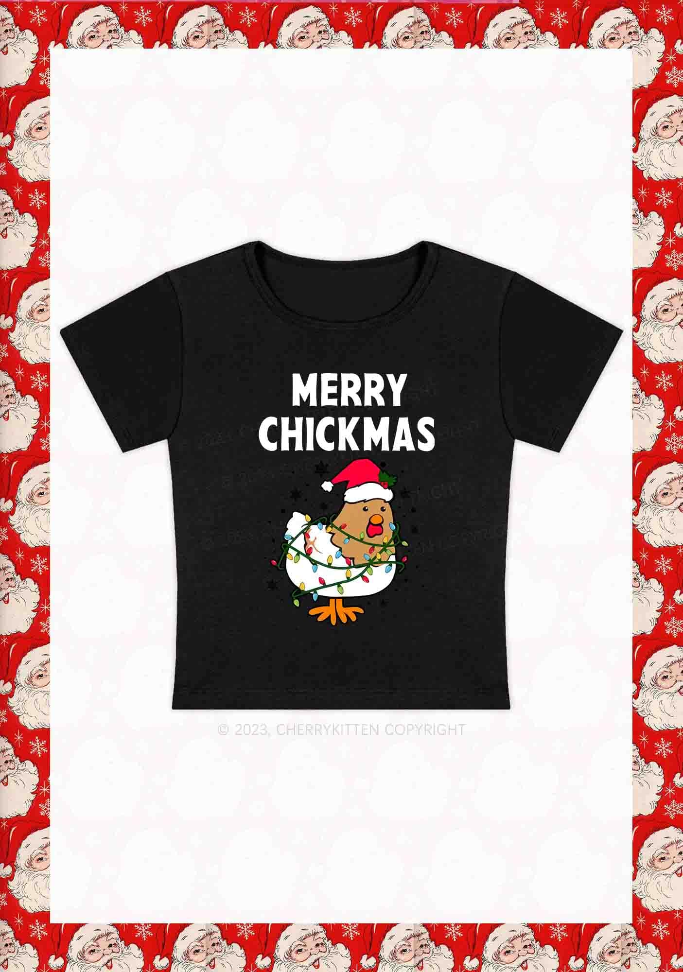 Merry Chickmas Snowflakes Christmas Y2K Baby Tee Cherrykitten