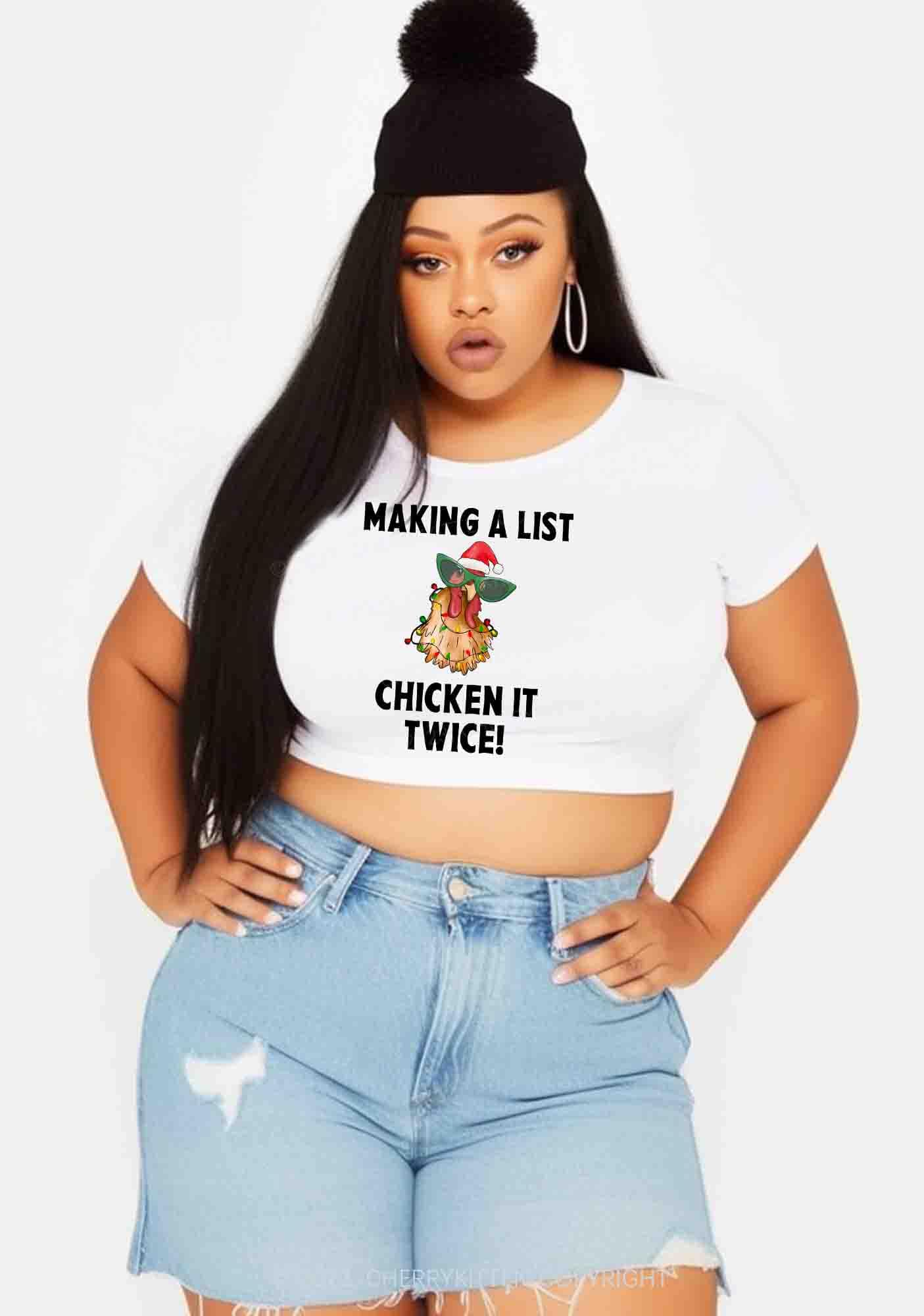 Chicken It Twice Christmas Y2K Baby Tee Cherrykitten