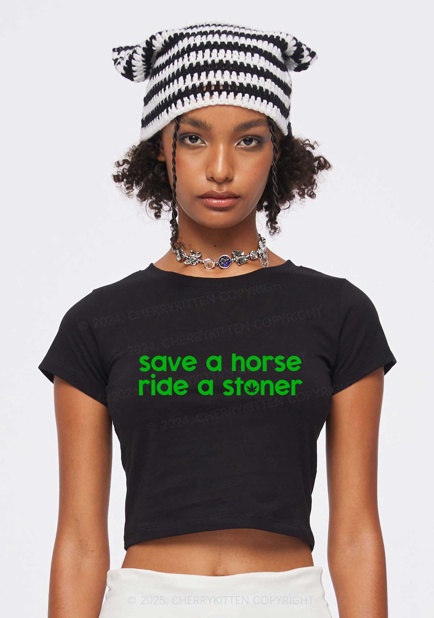 Ride A Stoner Y2K Baby Tee Cherrykitten