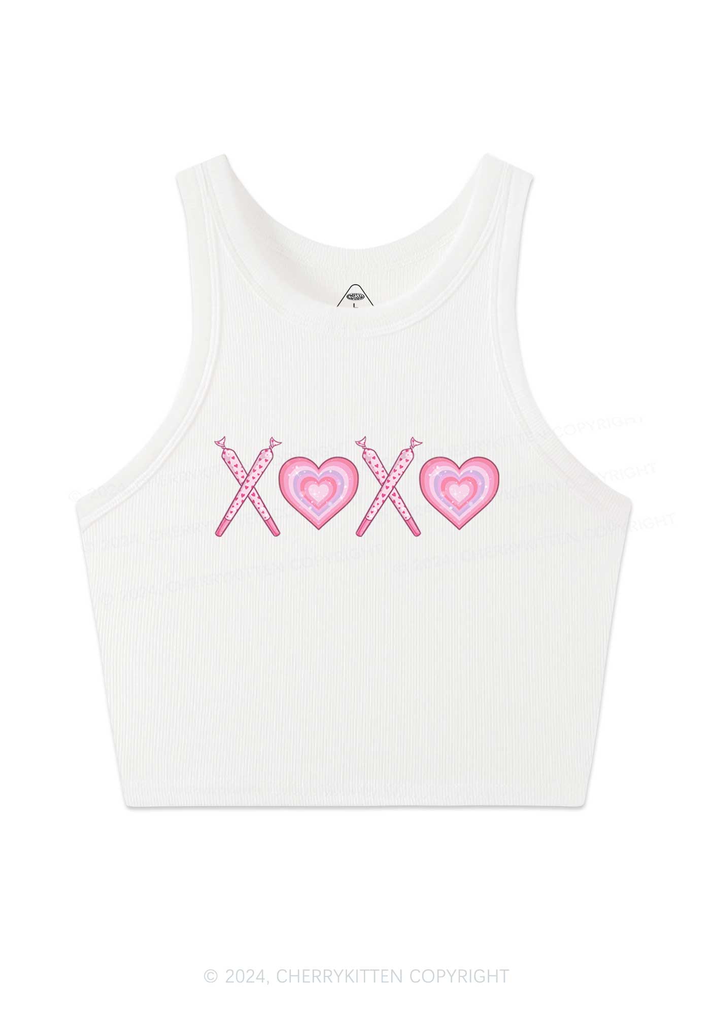 XOXO Heart Y2K Valentine's Day Crop Tank Top Cherrykitten