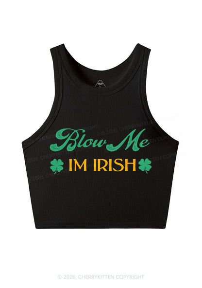 Blow Me Im Irish St Patricks Y2K Crop Tank Top Cherrykitten