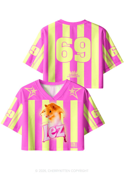 Lez Pink Ratz Pride Y2K Crop Sport Jersey Shirts Cherrykitten