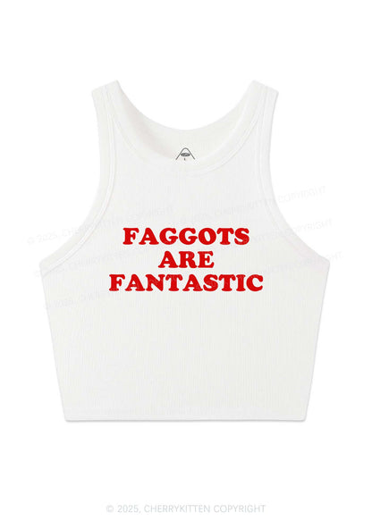 Faggots Are Fantastic Pride Y2K Crop Tank Top Cherrykitten